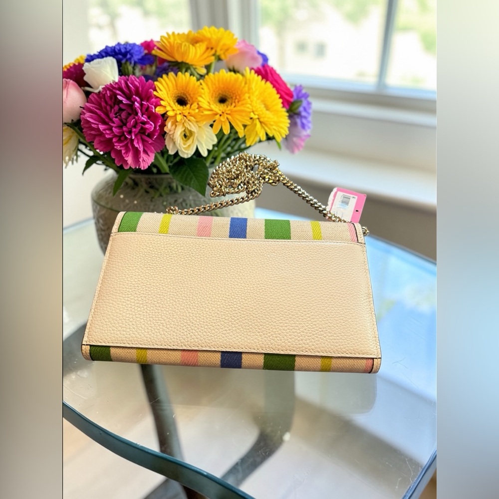 Kate Spade NWT Multicolor Stripe Fabric and Leather Shoulder Bag - Picture 5 of 10